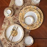 Juego de cena fino, juego de vajilla de cerámica con platos para la cena, juego de cena de porcelana esmaltada de 52 piezas - Juegos de platos y cuencos de porcelana china para regalos de boda y reun