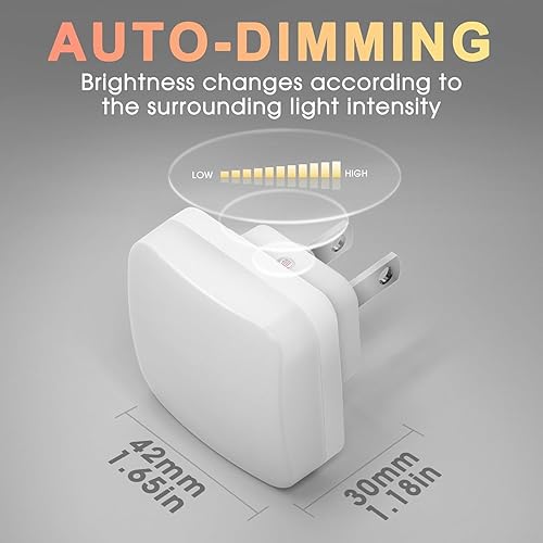 Miniatura 12 de Briignite Luces nocturnas rojas enchufables a la pared, luces nocturnas con sensor de luz del atardecer al amanecer, luz nocturna cuadrada de 0.3 W