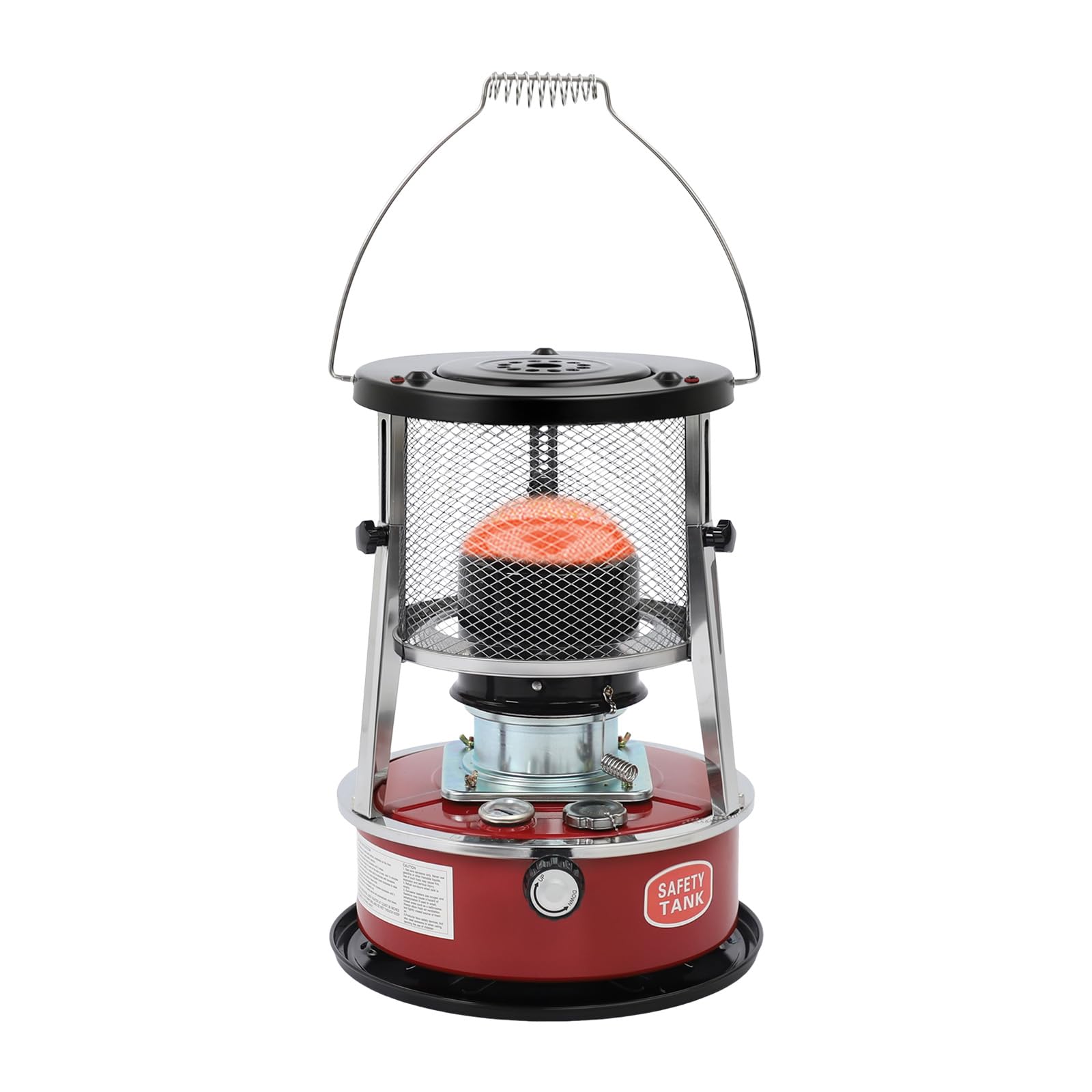 Petroleumheizer 8000 BTU,Tragbarer Heizstrahler für Draußen Camping, Garage | Angeln & Garten – Bis zu 18h Heizdauer, Höhenverstellbar, Ohne Strom - 5,2L Tank, Rot