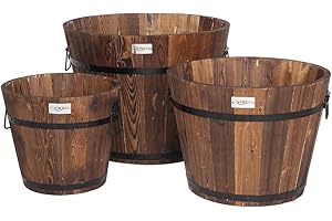 VINGLI 3 pcs Large Barrel Planter Set