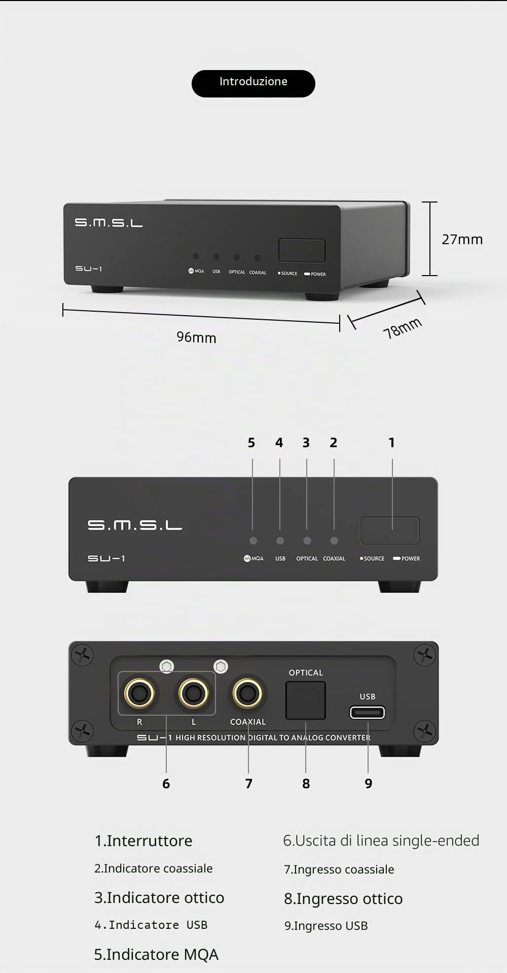 S.M.S.L SU-1 Decoder audio MQA MQA-CD AK4493S XU316 768kHz/32Bit DSD512 Hi-Res DAC
