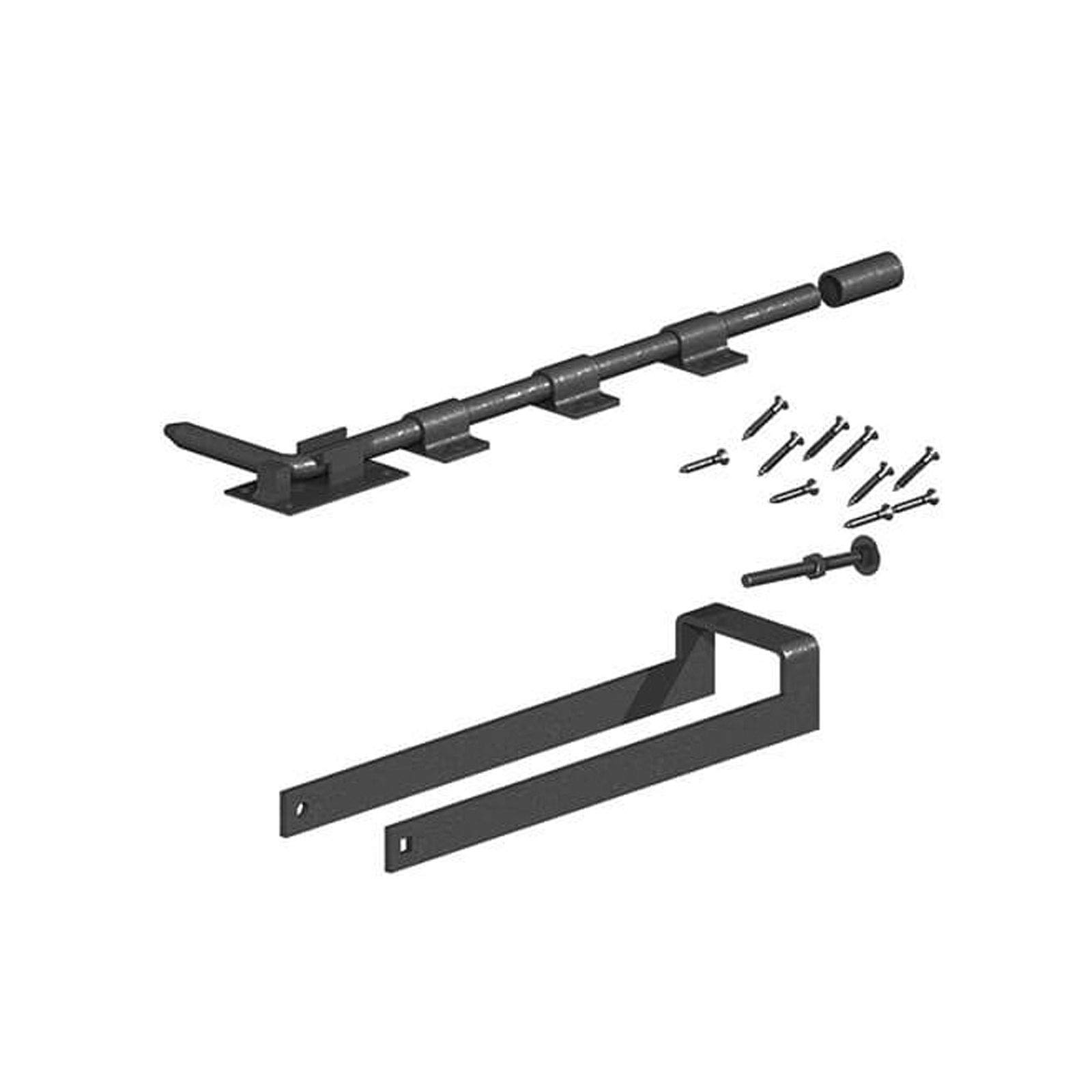 Gatemate Double Field Gate Fastener Set with Garage Door Bolt - 450mm - Premium Black