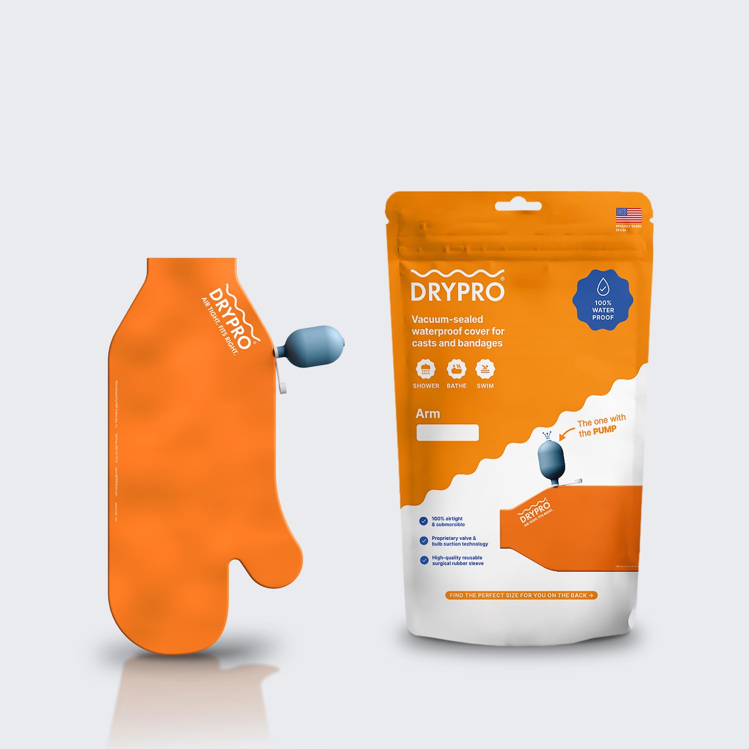 DRYPRO Vacuum Sealed Waterproof Arm Cast Cover - Sized for Both Kids and Adults - Ideal for The Bath Shower or Swimming - Small Half Arm - (HA-13-PRO)