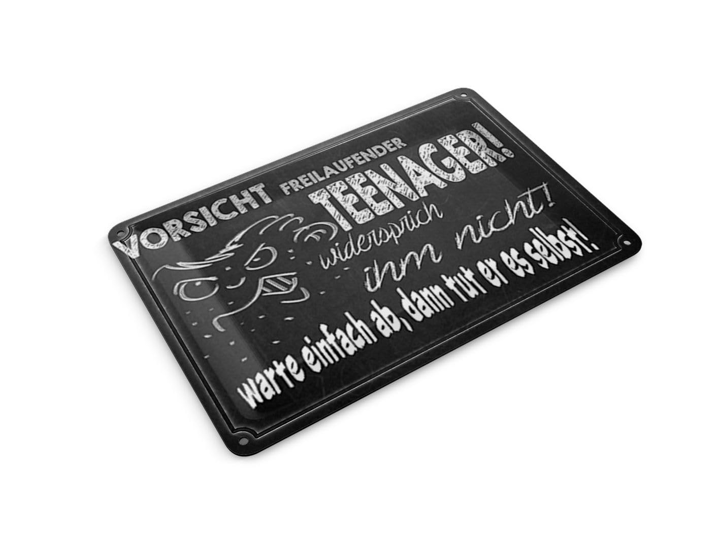 Femer Tin Postcard Saying 14 x 10 cm Caution Freilaufender Teenager Decorative Sign