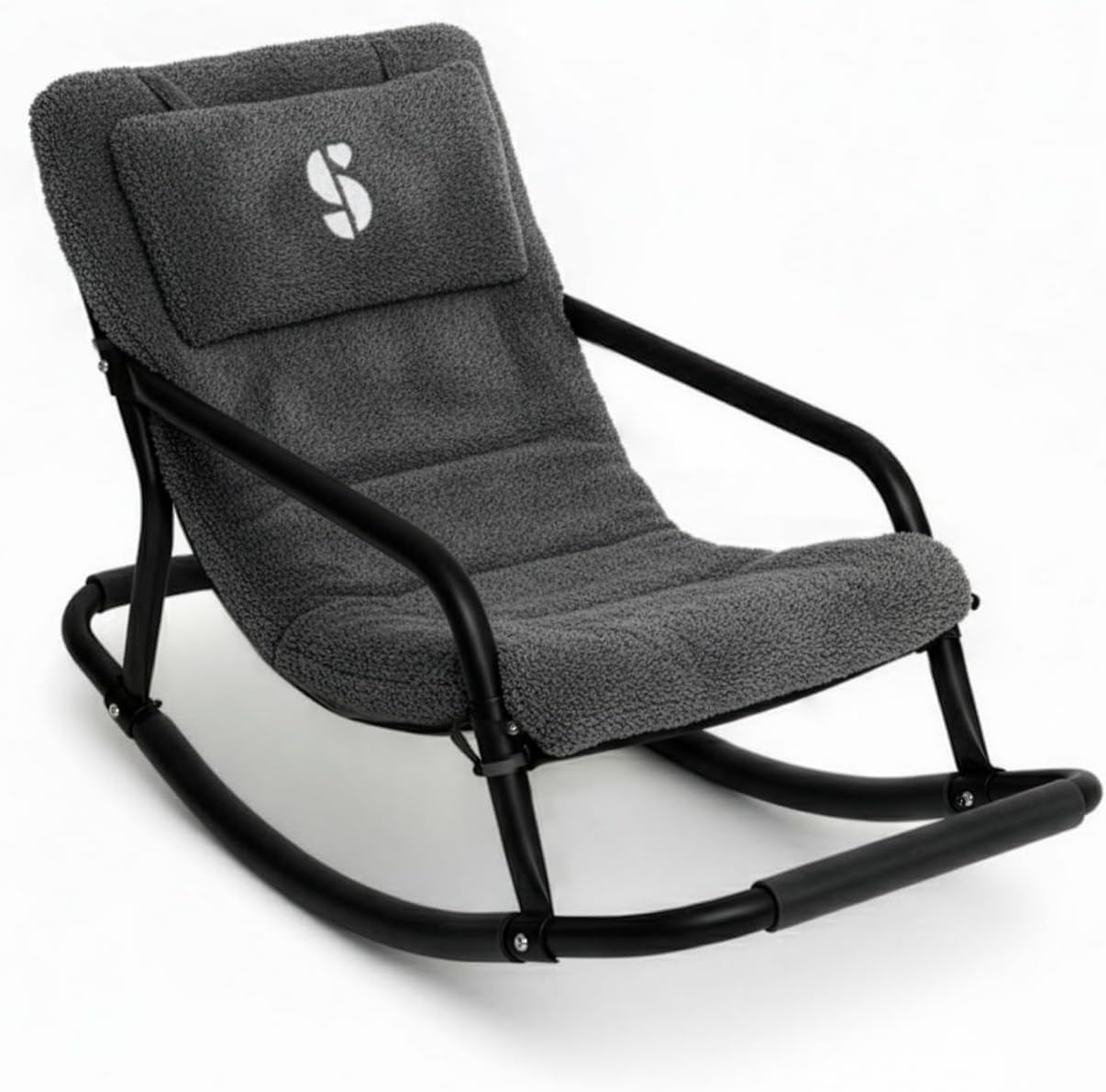 Special Supplies Sensory Boucle Rocking Chair for Kids - Comfortable Kids Rocker- Versatile Floor Chair with Soft Fabric and Stability for Playroom, Bedroom, or Nursery (Ages 3+) - Charcoal