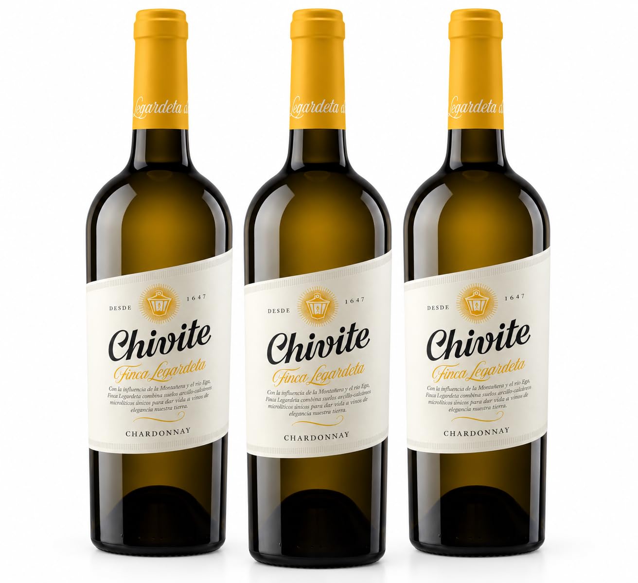Chivite Finca Legardeta Chardonnay – Pack 3 Botellas de 75 cl – Vino Blanco Chardonnay – D.O. Navarra – 2,25 L -Mysecretwine-