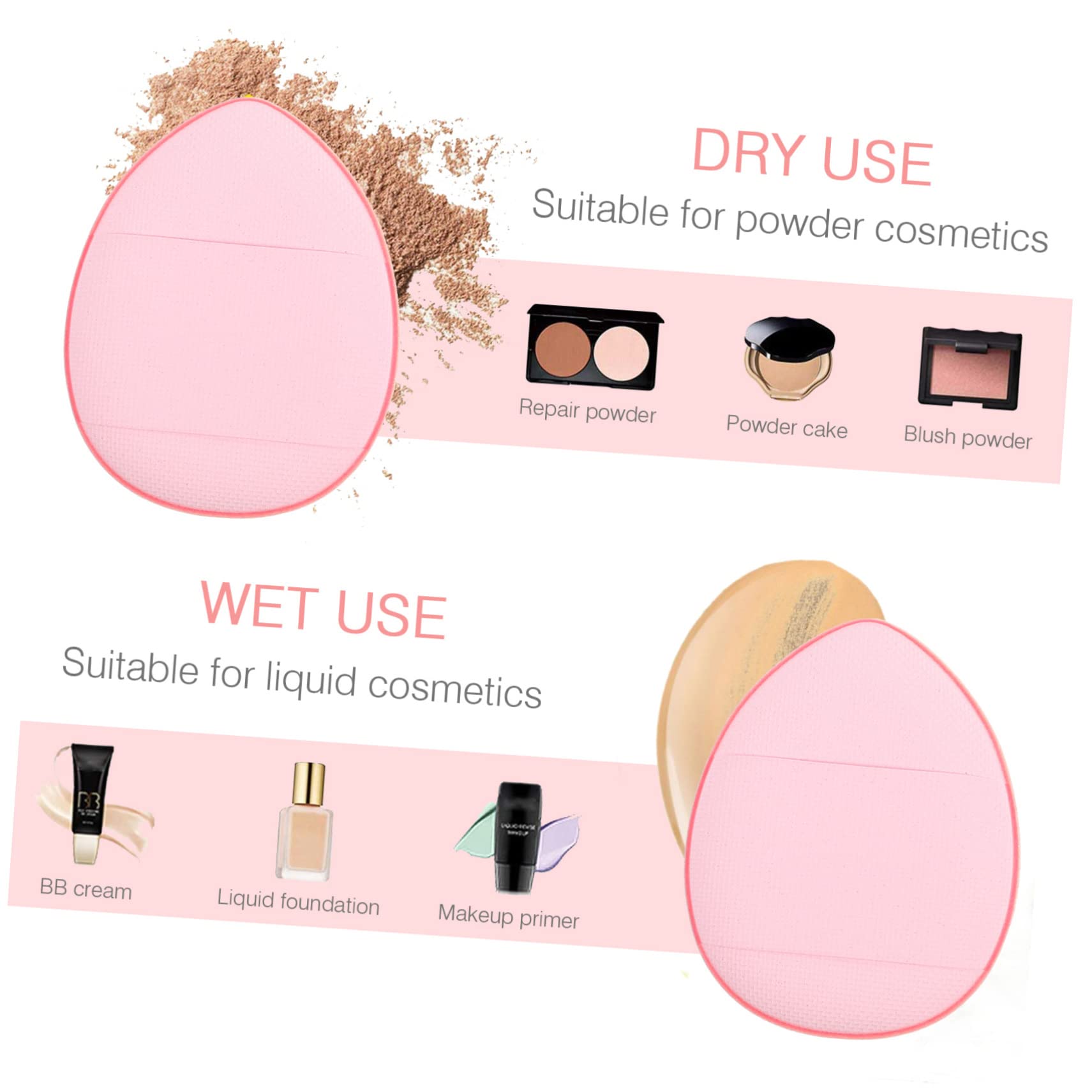 FRCOLOR 60pezzi Mini Spugne Per Trucco Puff Per Polvere Fissante Applicatore Per Viso Con Manico Per Uso Secco e Facile Trasporto