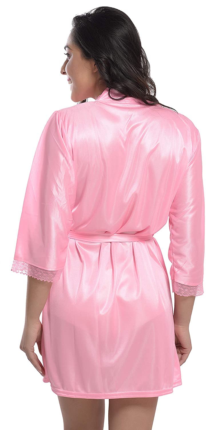 Nuisette en satin pour femme Rose Taille unique