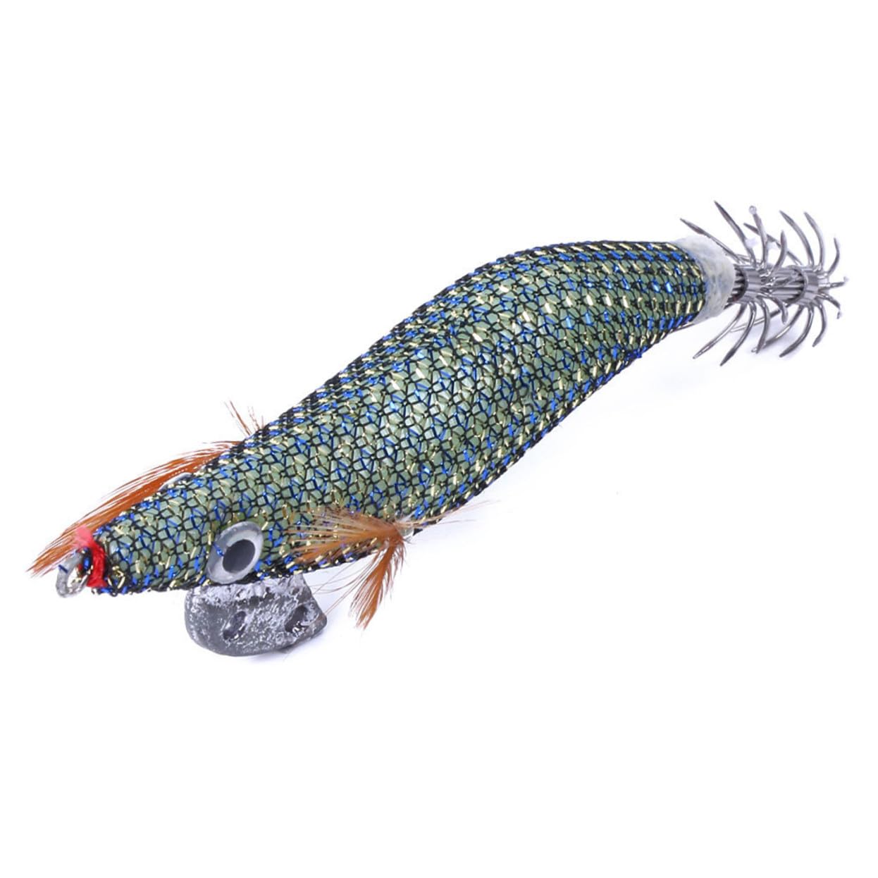 BESTonZON Set 10 Pezzi Aghi da Pesca per Gamberetti e Calamari Esca Simulata Realistica in Plastica e Acciaio Antiruggine per Pesca