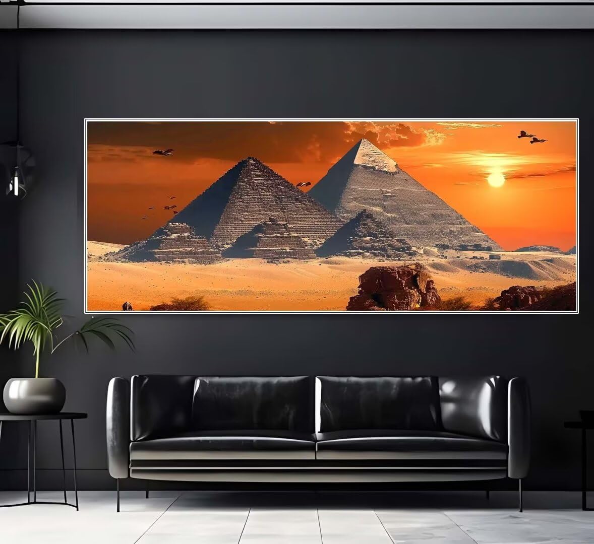 Diamond Painting Egypt Pyramids Diamond Art Kits Adults/Kids, 5D Diamond Painting Kit for Beginners, DIY Dimond Picture Art Rhinestone Crystal Gem Art Crafts for Room/Home Wall Decor 24x12 Inch-m211