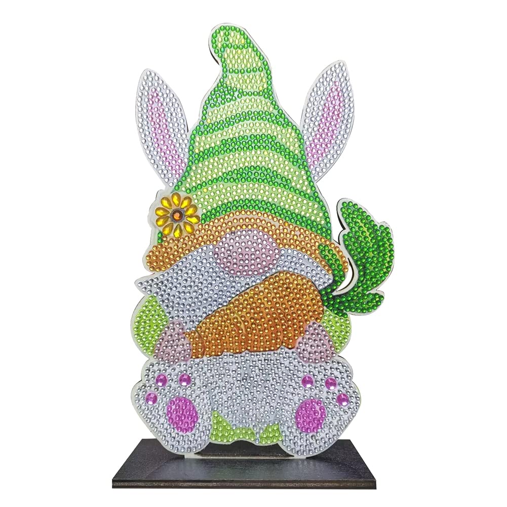 AZURAOKEY Easter DIY Woon s Painting Table Ornament Art Crafts Single Sid s Painting Rhint Easter Egg Ornament Animal Flower Pattern Home coration Kids Gift