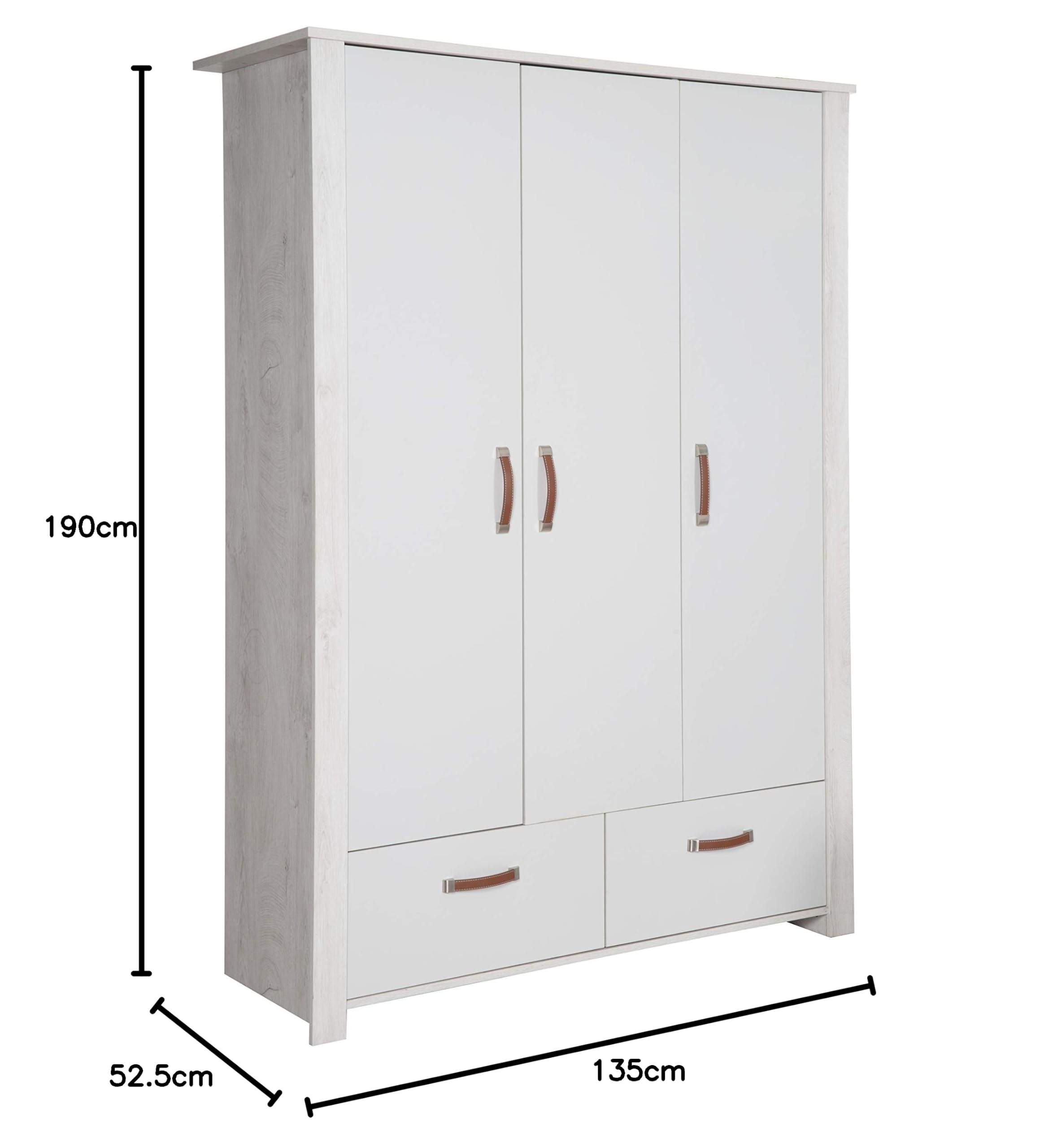 roba Kleiderschrank Mila 3 Türen 2 Schubladen Soft Close-Technik Drehtürenschrank grau weiß