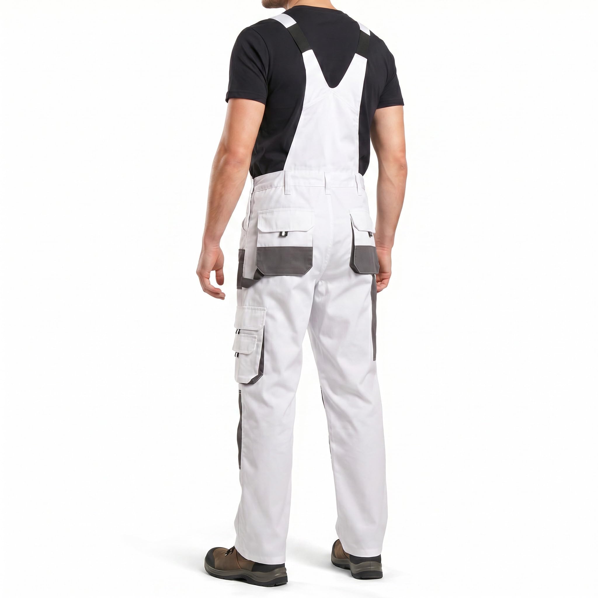 Stenso EM Arbeitshosen Männer - Latzhose Herren Arbeitshose mit Zwei Voluminösen Doppeltaschen, Brusttasche, Cargotasche, Verstärkten Knien, Werkzeugschlaufe - Arbeitslatzhose Herren