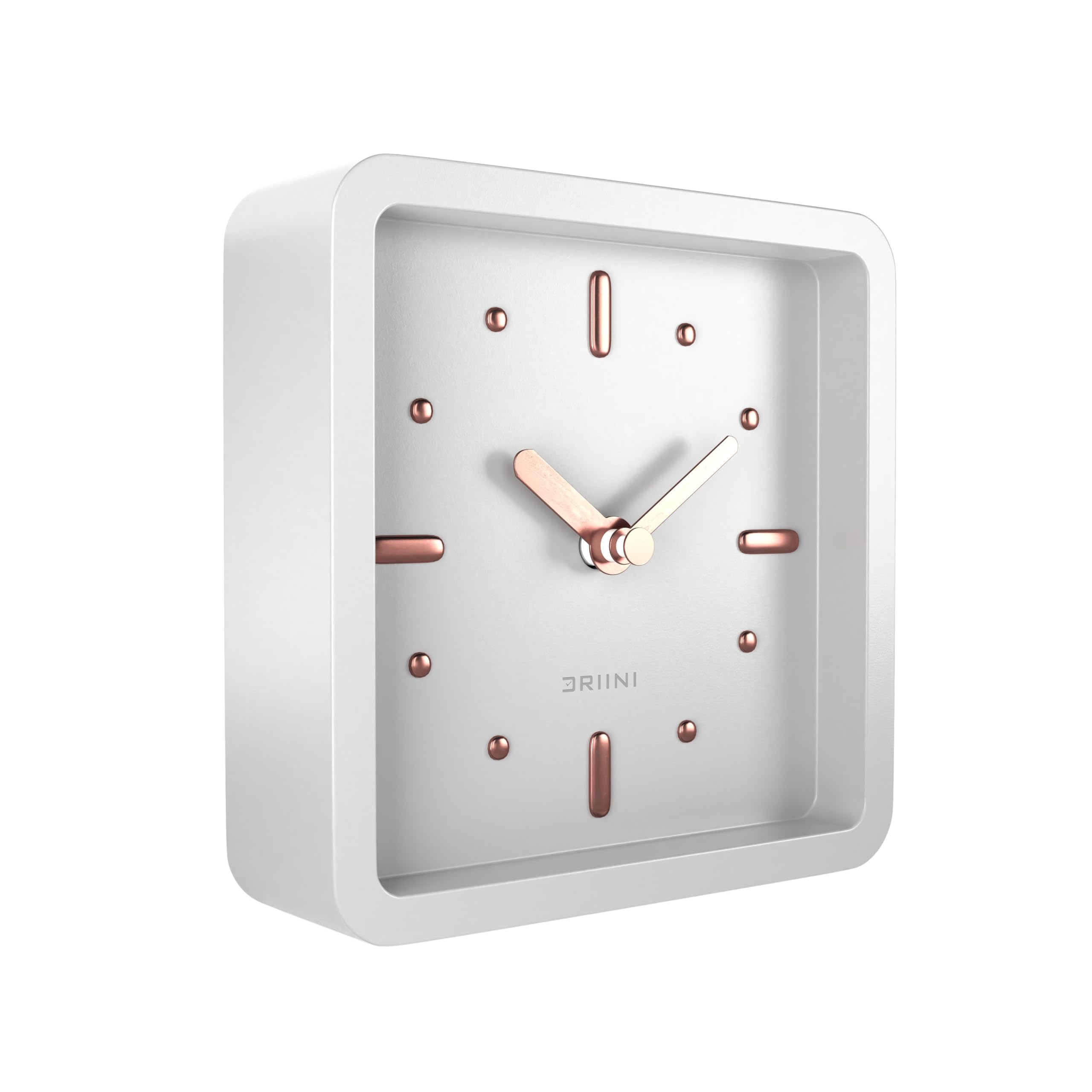 ホワイト アナログ置時計 Mid-Century MODERN Driini Modern Mid Century Desk and Table Analog Clock (White Rose