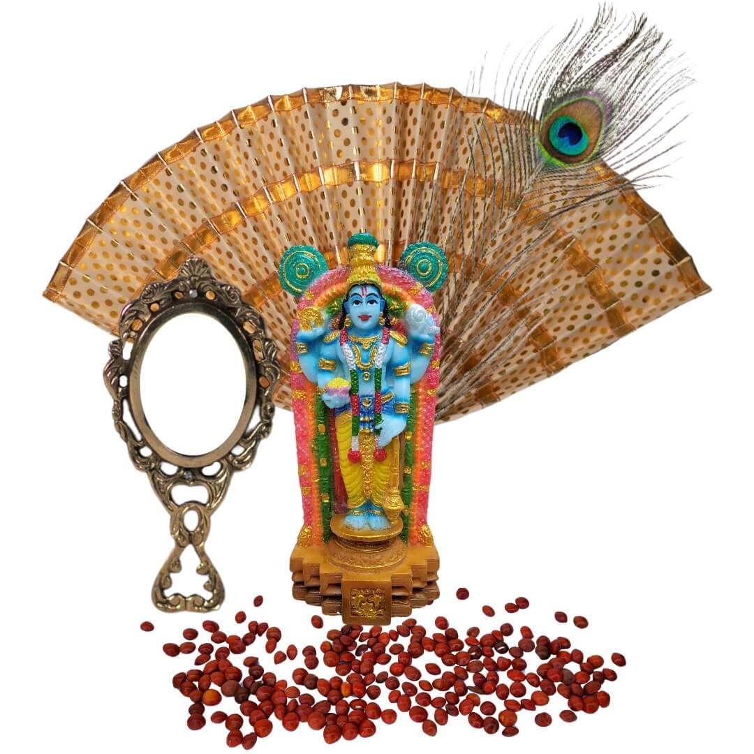 Swadeshi Desire™Vishu Kani Set Combo with Multicolor Guruvayurappan Idol - 14 cm
