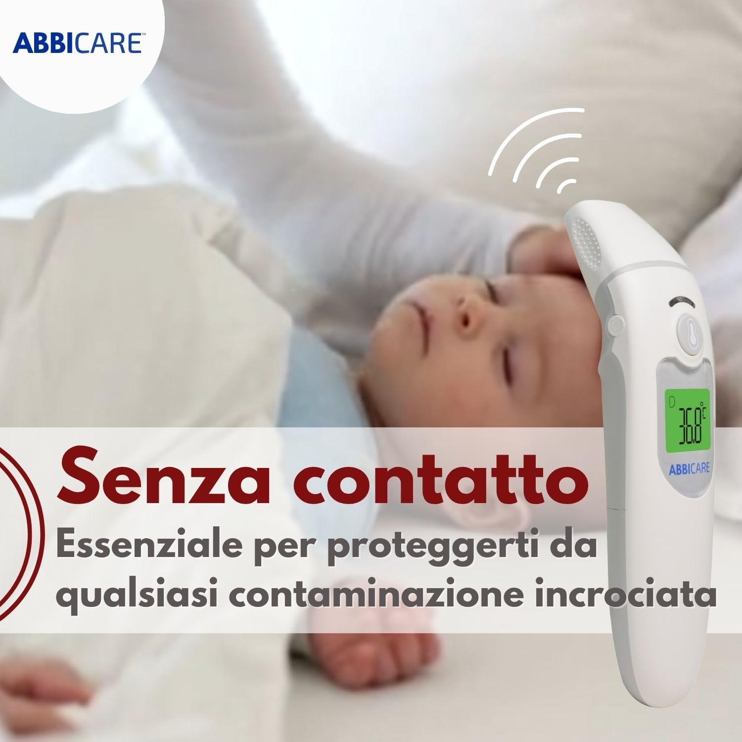 Termometro febbre digitale frontale e auricolare con custodia ABBICARE™| Modalità speciale neonato precisa e rapida in 1 secondo infrarossi