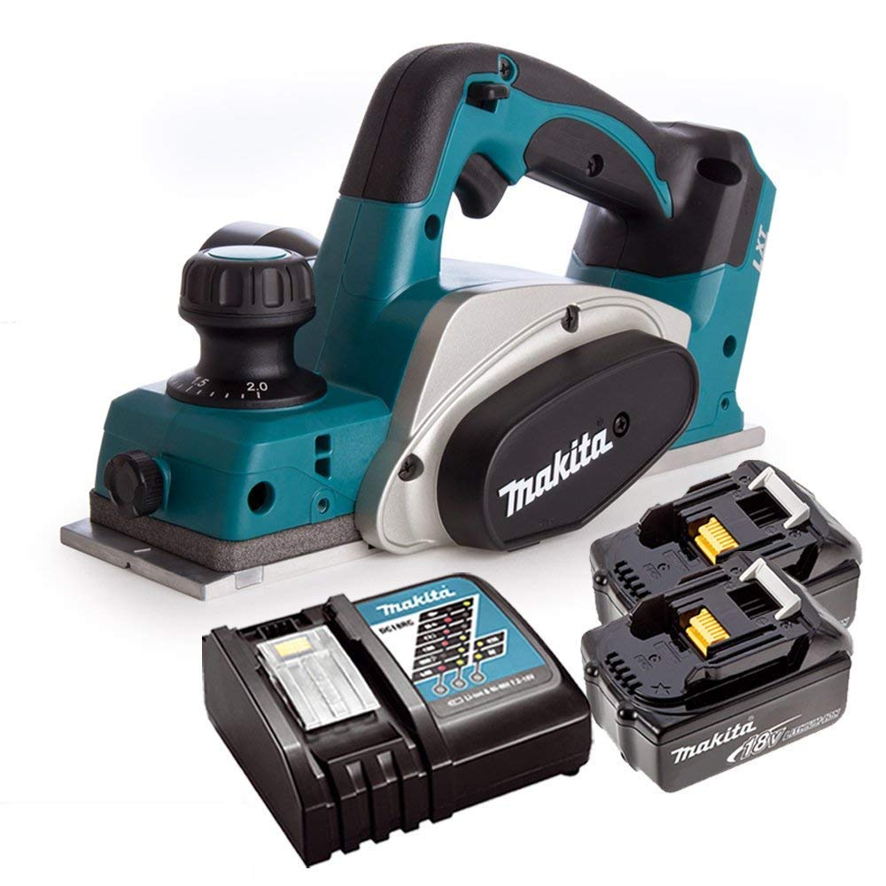 Makita Dkp180z Lxt 18V Li-Ion 82Mm Planer With 2 X 3Ah Batteries & Charger