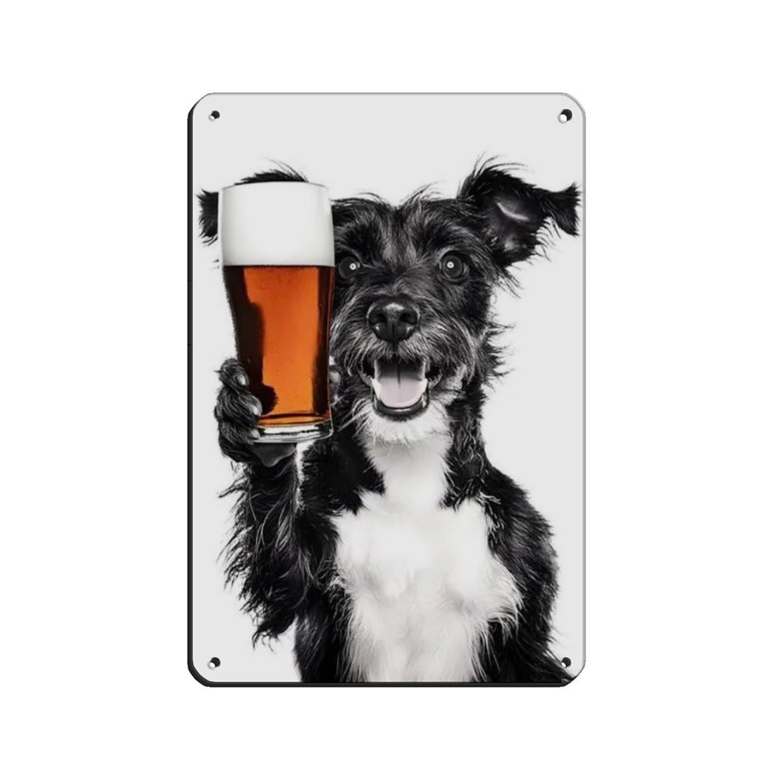 Terrier Dog Drinking Beer Retro Poster Metal Tin Sign Chic Art Retro Iron Painting Bar People Cave Cafe Family Garage Poster Wall Decoration 8x12inch(20x30cm)