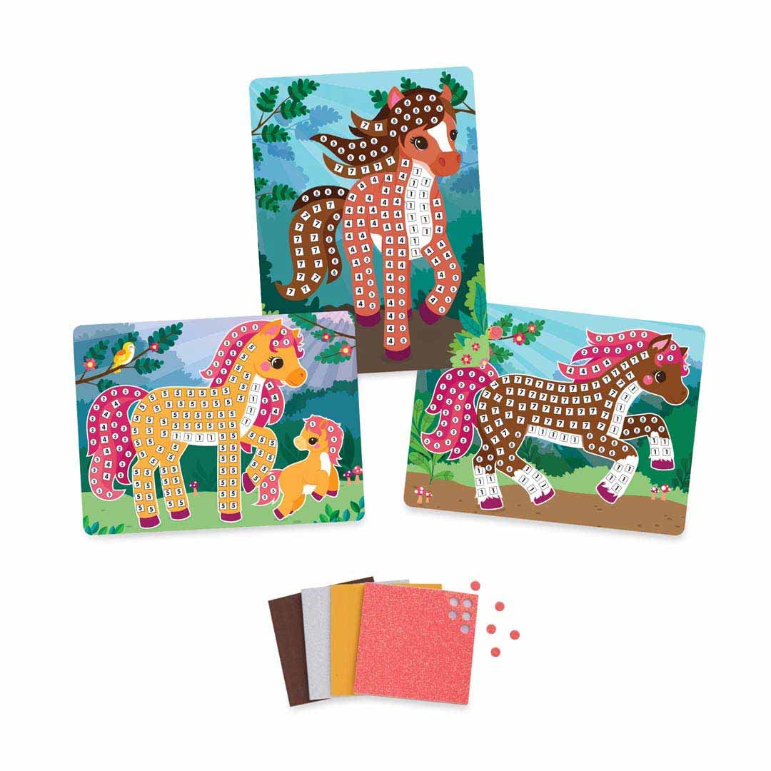 ORB - Sticky Mosaics Travel Pack Konie - 51037 - DIY - Mozaika numeryczna - Podróż - 24 cm - Od 5 lat