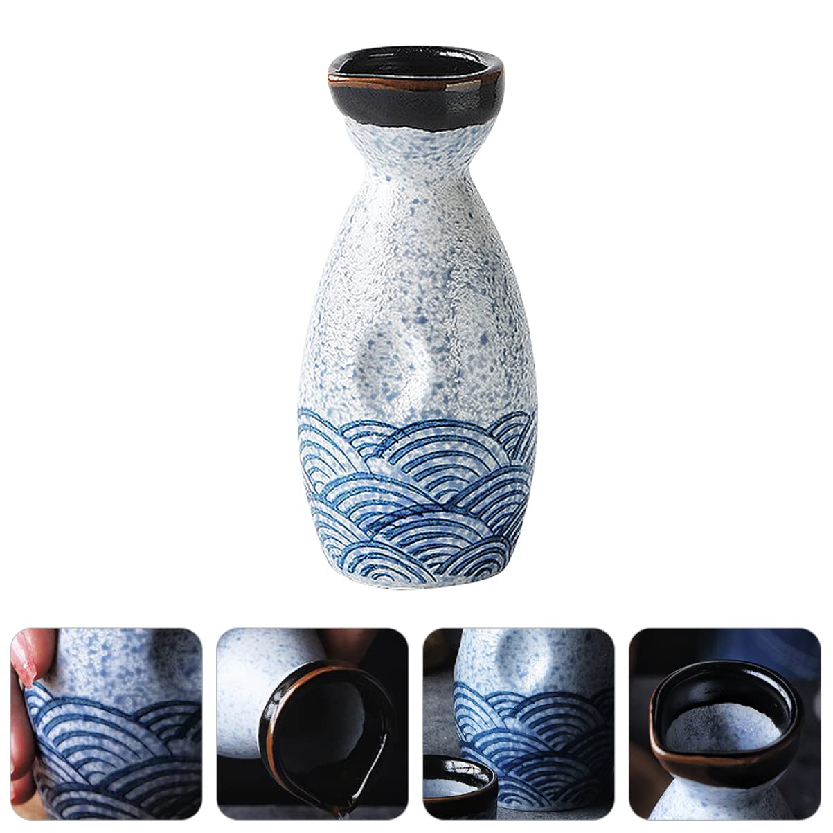 Tasses à saké, tasse à saké traditionnelle, verres à vin en céramique, fête de boisson au saké vintage for céramique ondulée émaillée, porcelaine peinte à la main, vin japonais, serveur élégant, bar,