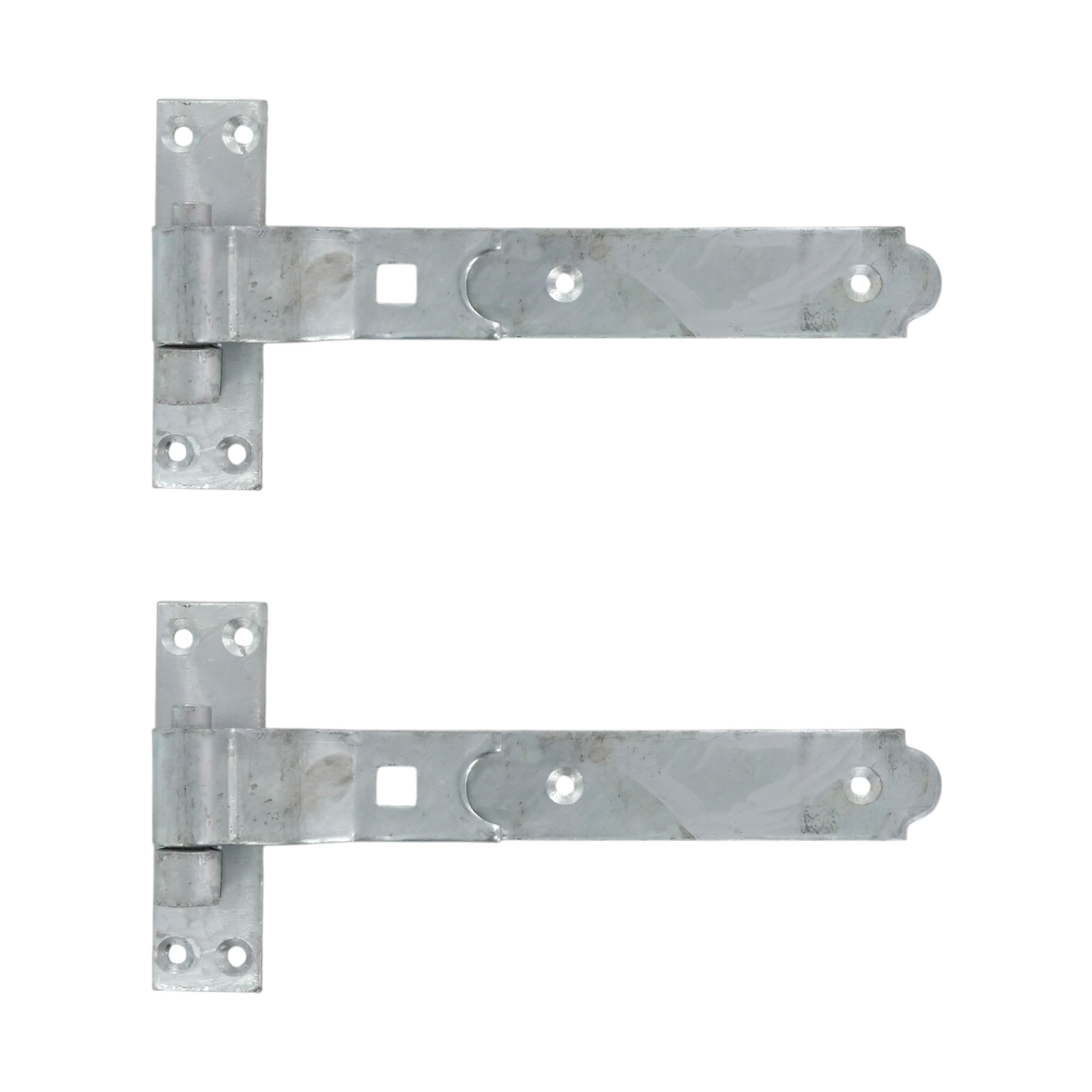 Merriway BH06862 (2 Pcs) Gate Hinges Heavy Duty Hook and Band Cranked Necked Galvanised 250mm (10 Inch) - Pack of 2 Pieces