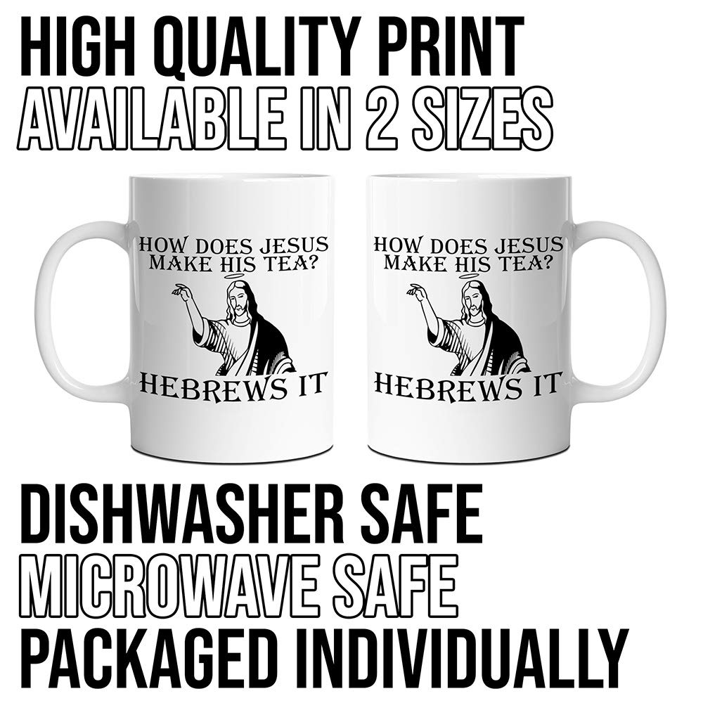 TWISTED ENVY 15 OZ Ceramic Coffee Mugs - Jesus Tea Funny Design Tea Cup - Novelty Gifts for Home and Office, Friends, Family, Men and Women