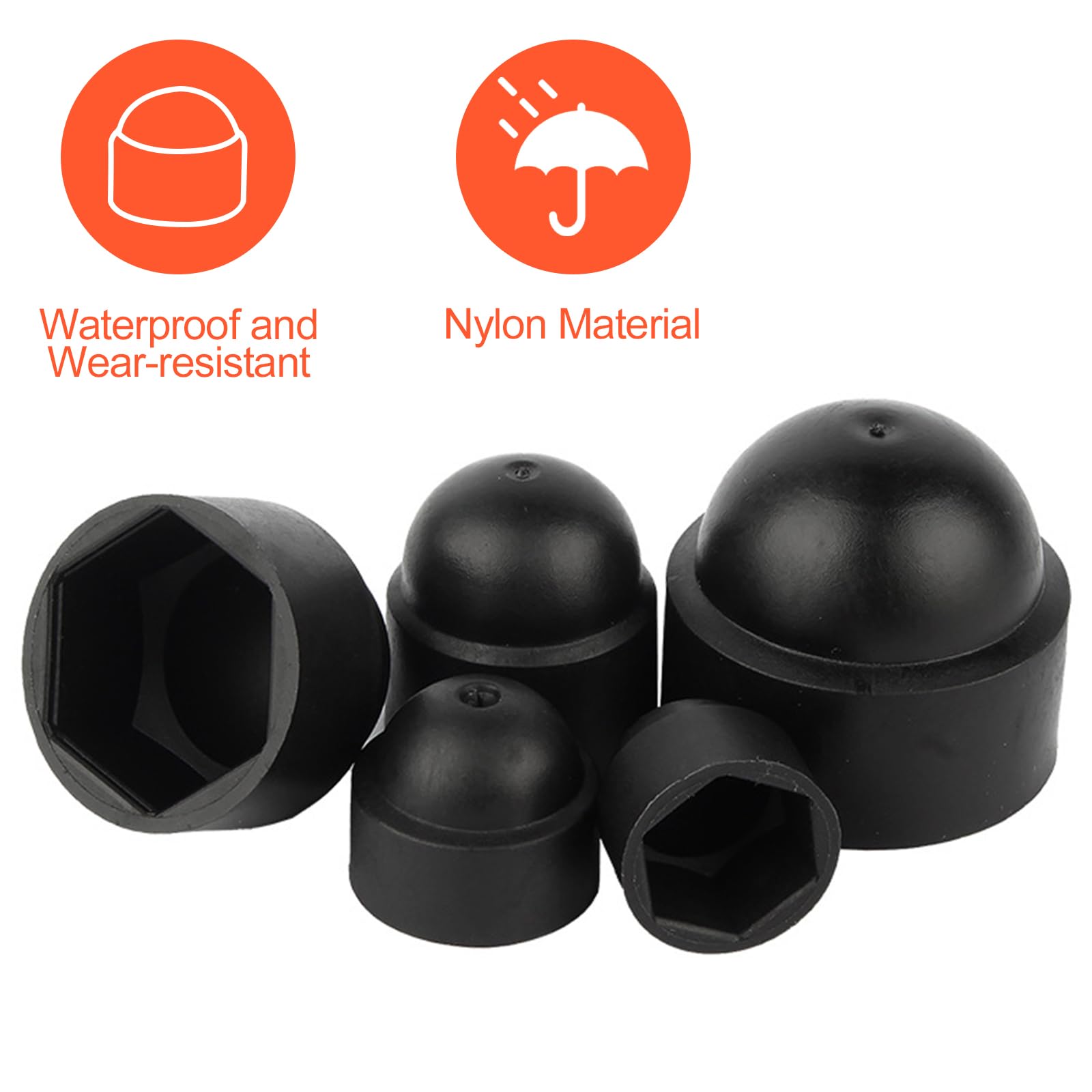 Set 145 Tappi Protezione Bulloni FREVOITNA - Per Dadi M4-M12 In Nylon Nero