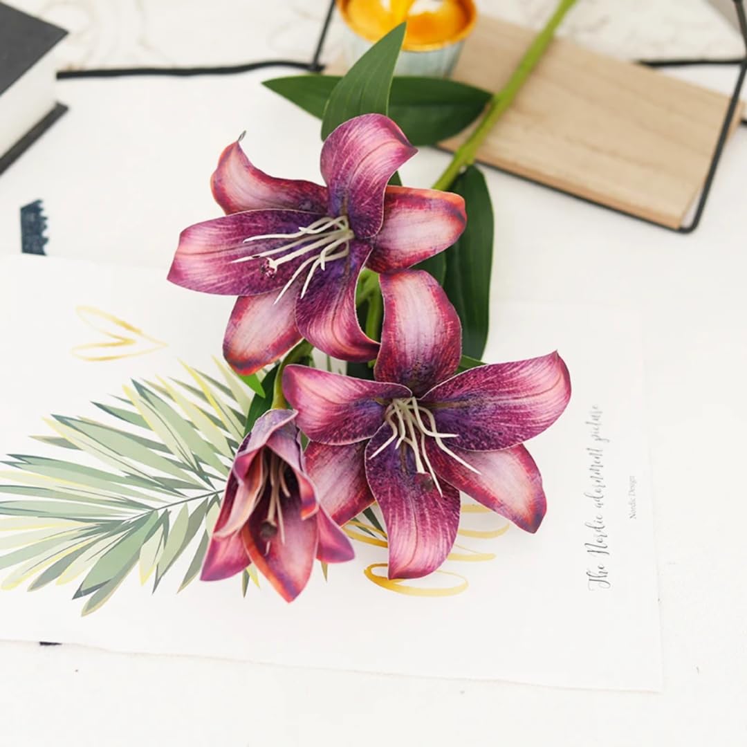 Lys artificiel rétro 72 cm avec fleurs artificielles de Noël et maison