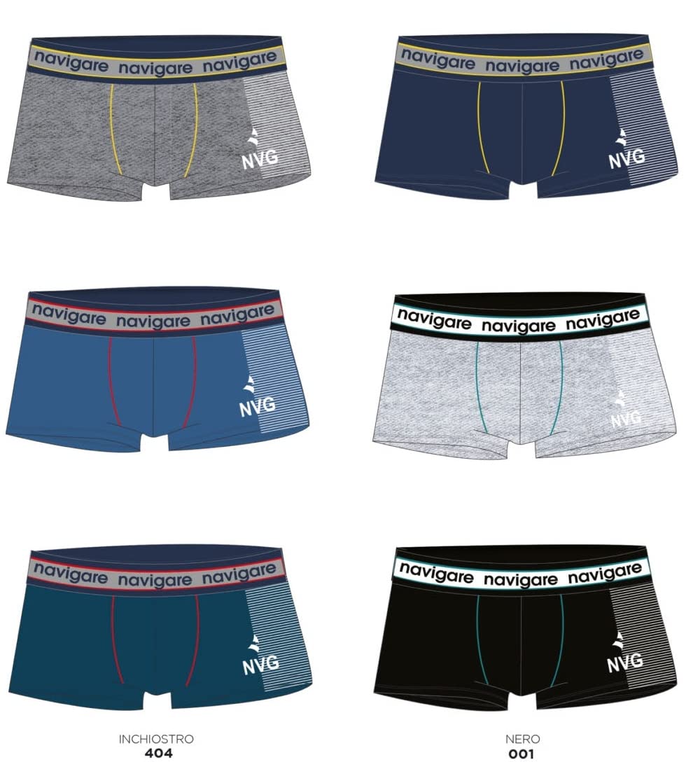 Navigare 6 Pezzi Boxer Uomo Mutanda Intimo Elasticizzato Varie Fantasie (21033Z, 4)