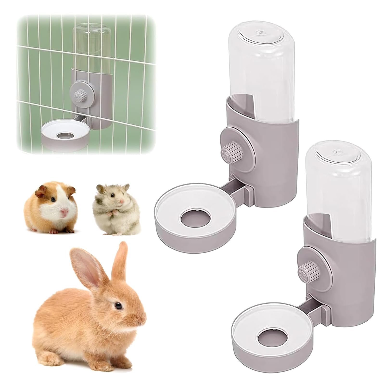 2 Piezas 500ML Bebedero Conejo, 20×18×8.6cm Dispensador De Agua Colgante, Grande Botella Agua Conejo, Antigoteo Automática Dispensador De Agua, para Conejos, Chinchilla, Erizo, Ardilla, Hurón