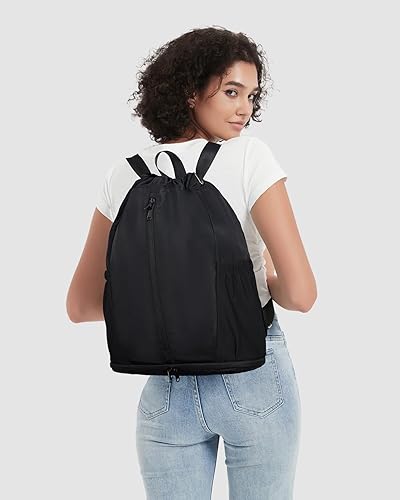 Miniatura 3 de sportsnew Mochila deportiva con cordón y compartimento para zapatos, mochila de cuerda para mujeres y hombres, bolsa con cordón resistente al agua