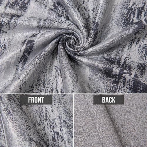 Image of HUTI Home Room Darkening Window Curtain for Home | Heavy Polyester Knitted Jacquard Look Eyelet Curtain | Texture Print | Grey | 5 Feet (120 x 152 cm) | Set of 2