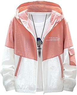 Chaqueta con capucha para hombre para primavera y otoño, estilo coreano, para tiempo libre, versátil, chaqueta juvenil para exteriores, color rosa 1-032 XL