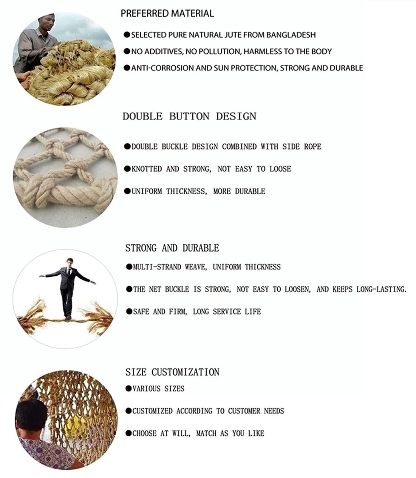 BZPOVB Bird Rope Net Pet Climbing Bird Toys Cargo Net Rope Mesh Net Rope Swing Rope Safety Netting Rope Netting Heavy Duty Cargo Net Climbing Rope,Support Customization(Size:2mx2m(6.5x6.5ft)) - Image 3