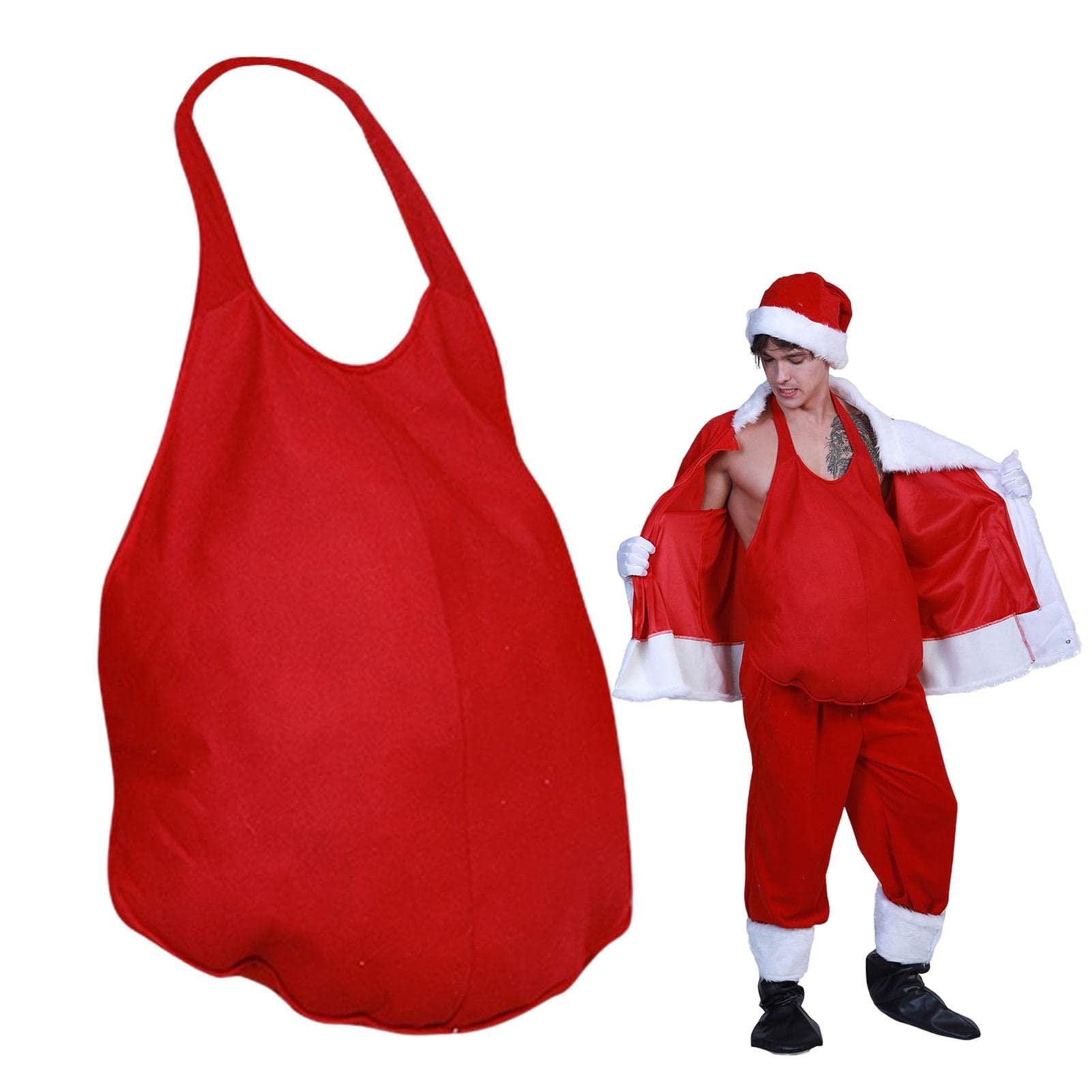 Rianpesn Men's Red Padded Santa Belly - Fake Padded Belly Santa Clause Costume Accessory