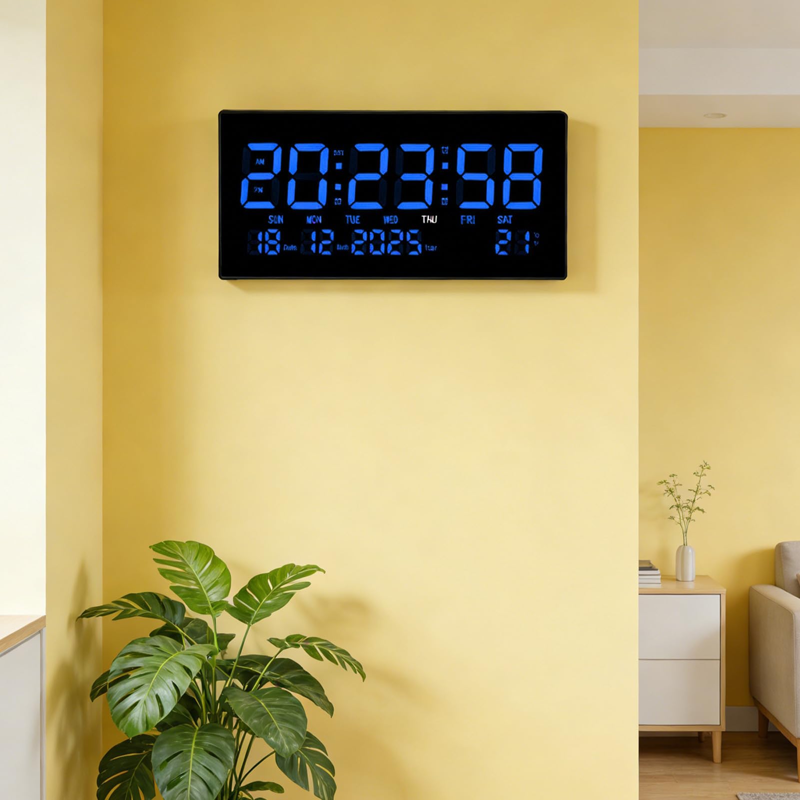 Focket Orologio da Parete Digitale, Ampio Display LED Trasparente,