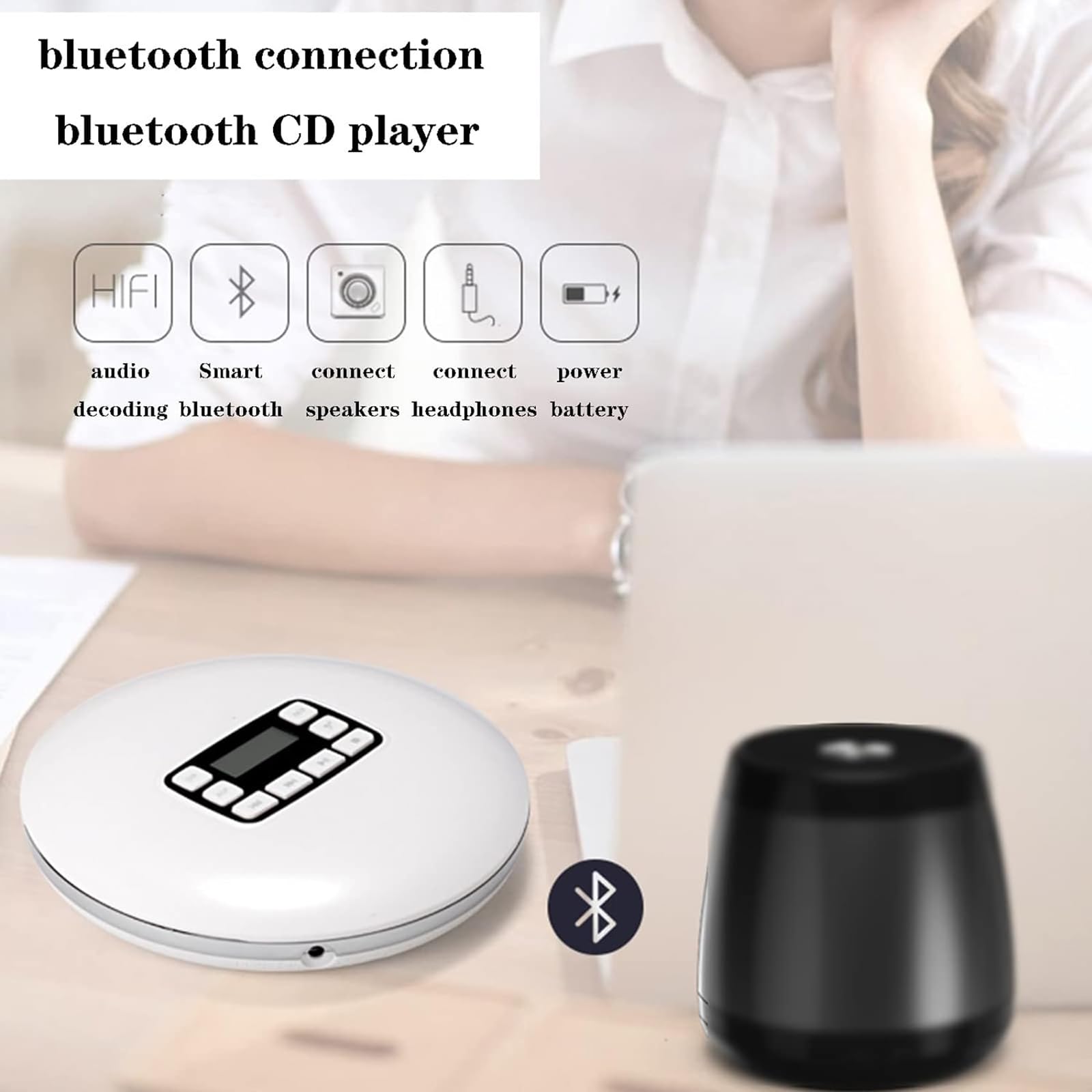Altoparlante CD Ricaricabile, Lettore CD Portatile Con Porta Da 3,5 Mm E Display LCD, Compatibile Con CD/CD-R/CD-RW/MP3, Effetto Sonoro Eccellente E Antiurto, Per Rilassarsi, Studiare, Regalare