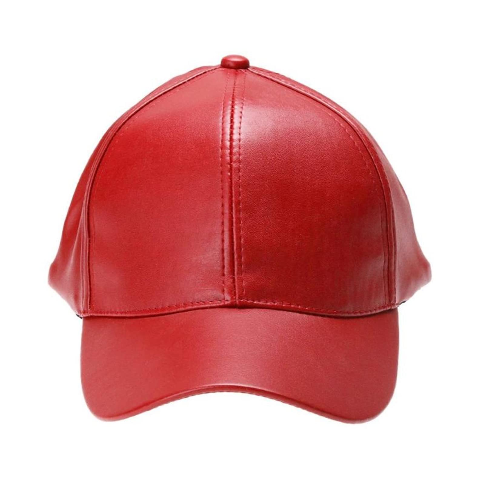 Moda Skórzana Czapka Baseballowa Kobiety męskie Solidne Kolor Outdoor Sport Regulowany Kapelusz Sports Cap (Color : Red, Size : One Size)