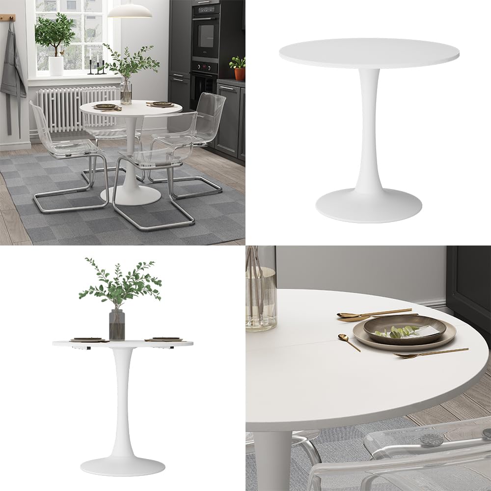 Vicco Mesa de Comedor Carl, Blanco, 80 x 80 cm | ahorra espacio para habitaciones pequeñas y montaje sencillo