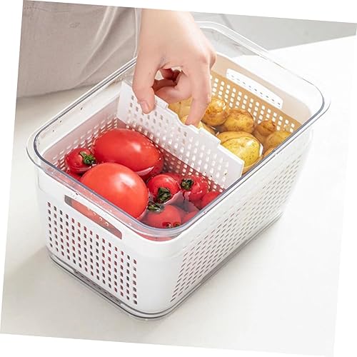 Miniatura 4 de Colador de lavado de arroz crujiente, cesta de lavado de verduras, doble capa, cuenco de lavado de verduras, bandeja de lavado de verduras, colador