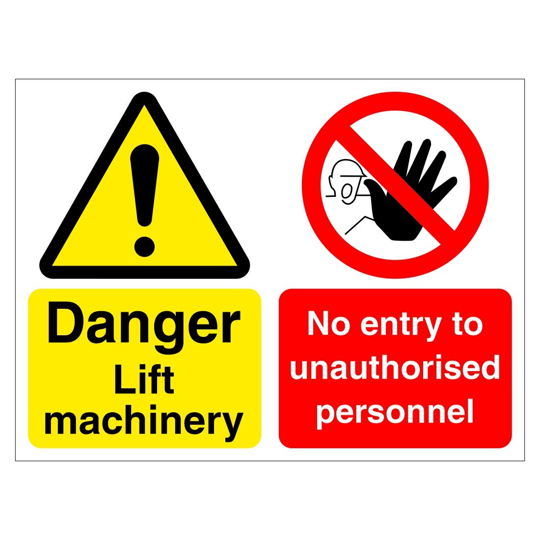 Danger lift machinery no entry to unauthorised personnel sign 200mm x 150mm Self adhesive vinyl sticker Clearly mark dangerous areas (5)