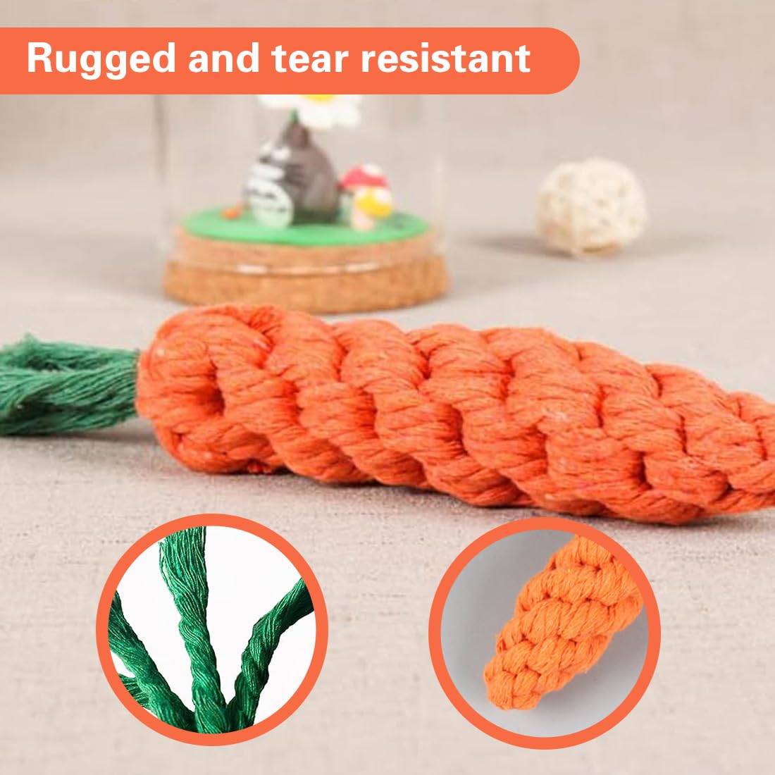 2 pezzi di corda giocattolo per cani, tiro alla fune interattivo cane treccia forma carota dentizione universale cani.