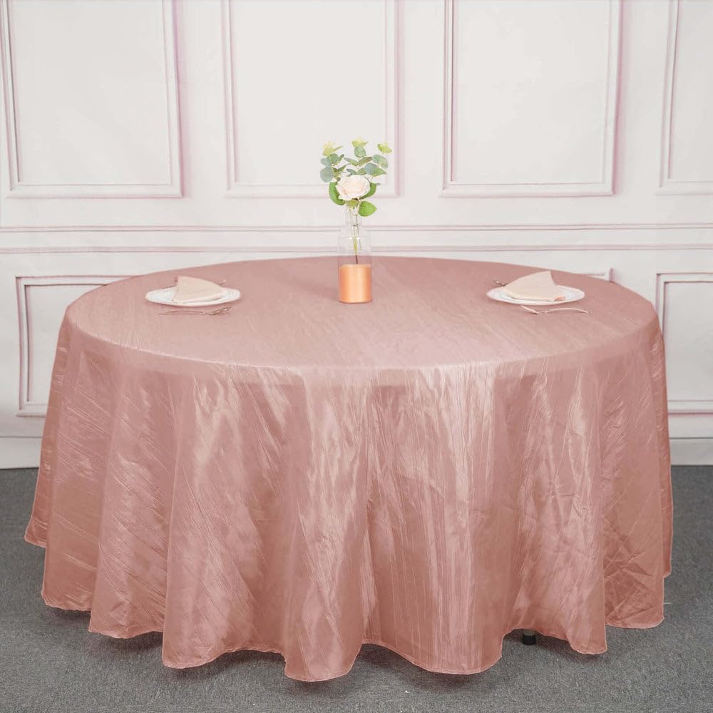 Tableclothsfactory 120" Dusty Rose Accordion Crinkle Taffeta Rectangular Table Cover - Perfect for Wedding Ceremonies, Party Dacorations, Upscale