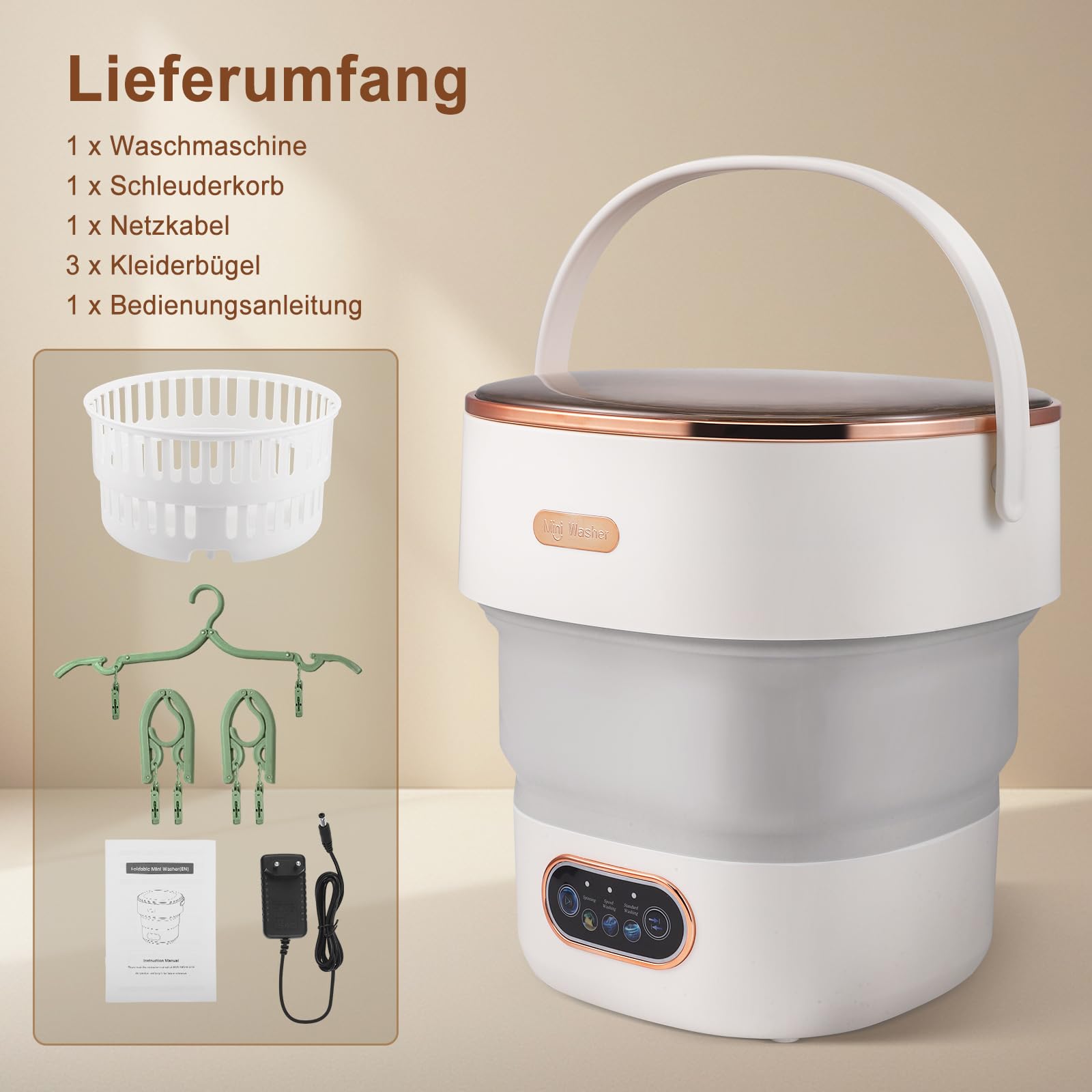 Mini machine à laver 15 l 2 en 1 avec panier d'essorage pour camping voyage