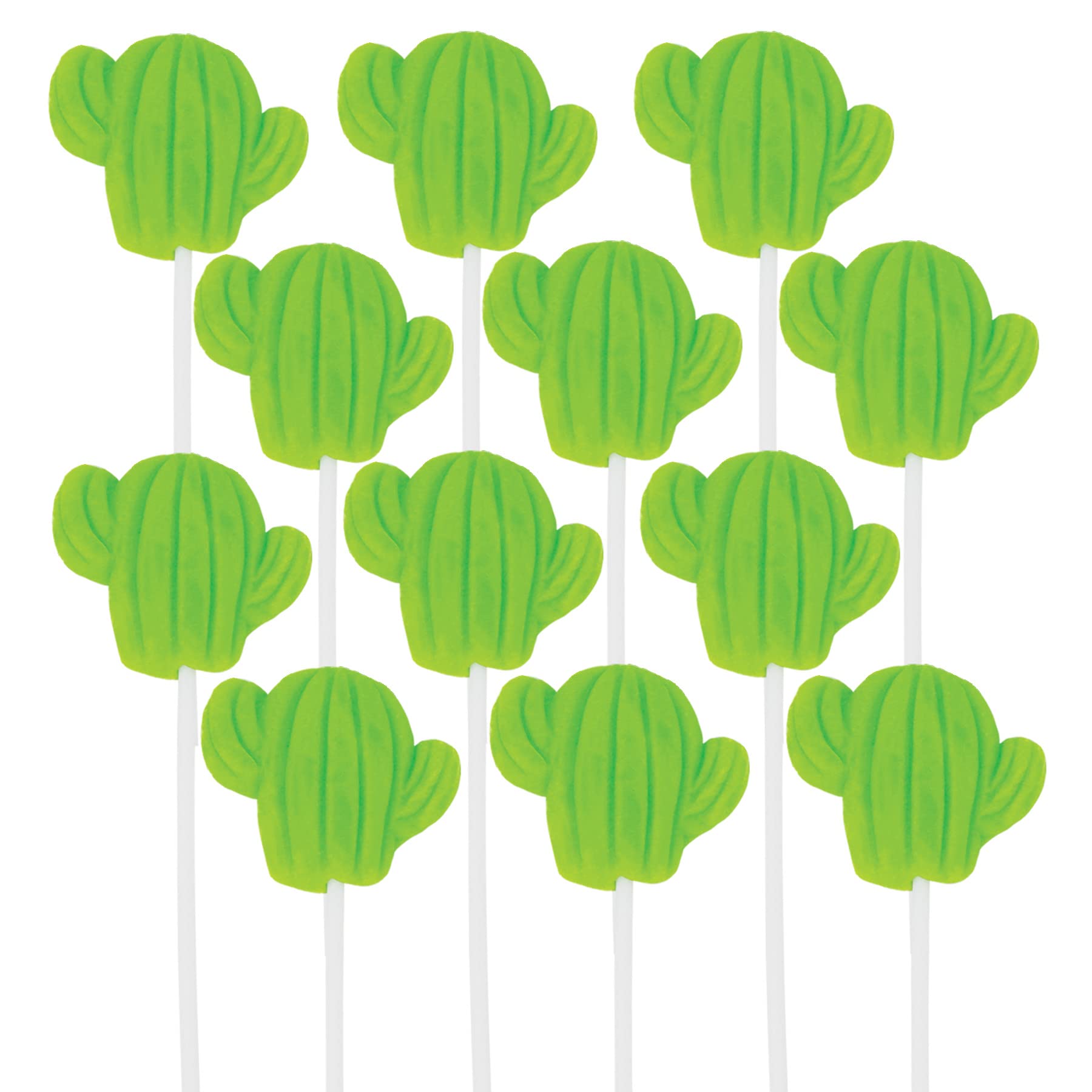 12 Cactus Shaped Lollipops - Fiesta Party Favors For Cinco De Mayo & Mexican Themes