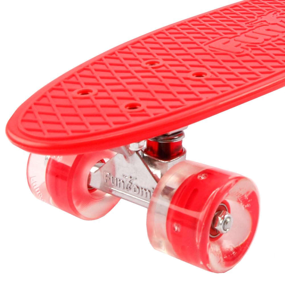 FunTomia® Mini-Board, skateboard da 57 cm, con o senza LED sulle ruote, con carrello in alluminio e cuscinetti a sfera Mach1 ABEC-11, colori vari, T-Tool