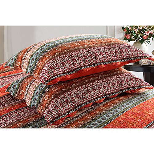 NEWLAKE Striped Classical Cotton Patchwork Bedspread Quilt Sets, Twin Size