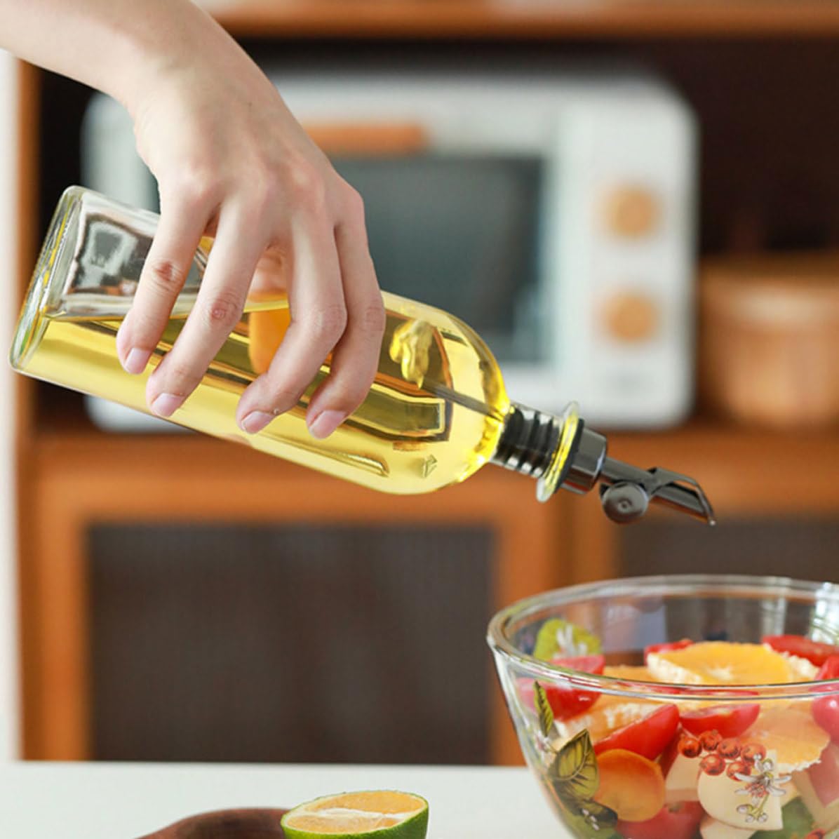 Homoyoyo Dispenser Olio da Cucina in Vetro 500ml 2 Pezzi Contenitore per Condimenti e Aceto Robusto per Uso Prolungato per Ristorante e Centro Commerciale