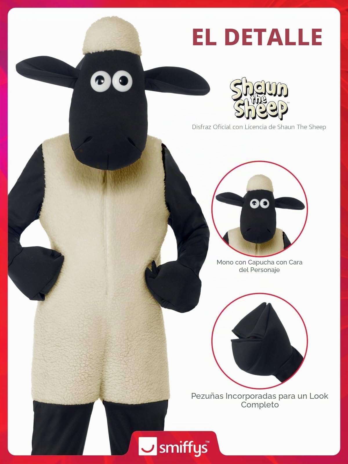 Smiffys Shaun The Sheep Kids Costume, White with Jumpsuit & Headpiece, Officially Licensed Shaun The Sheep Fancy Dress, Child Dress Up Costumes