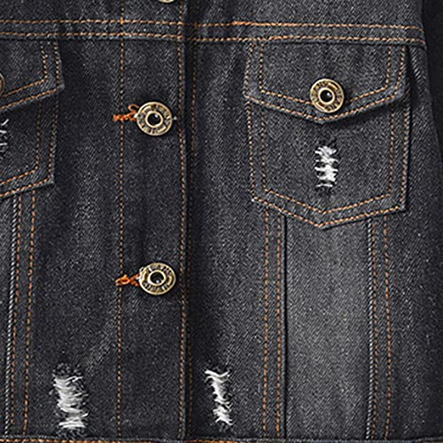 Toddler Children Outwear Autumn Winter Long Sleeve Denim Jacket Blouse Boys Black Short Girls Clothes Size 6 to 74